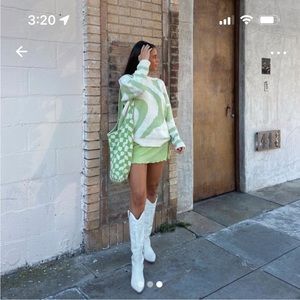 Peppermayo Green and White Sweater